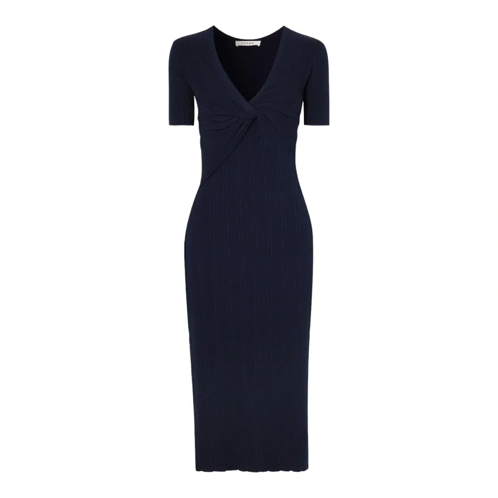 FRAME Twist Front Knit Ribbed Midi Sweater Dress - Picture 2 of 6